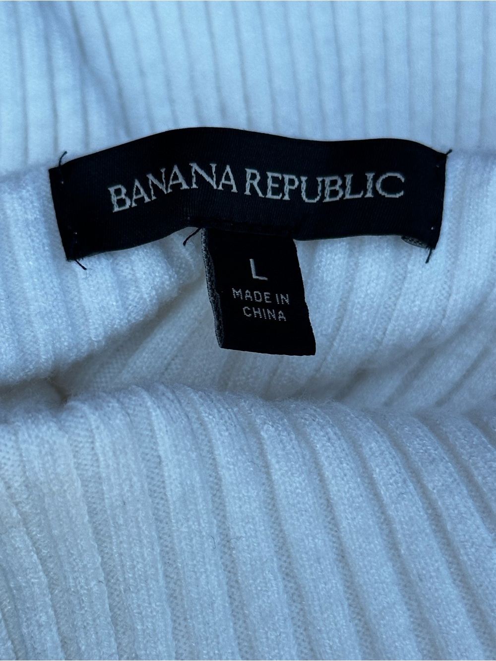 Banana Republic Cream Ribbed Turtleneck Sweater Top Short Sleeve Sz Lrg A9-073 - Picture 8 of 10